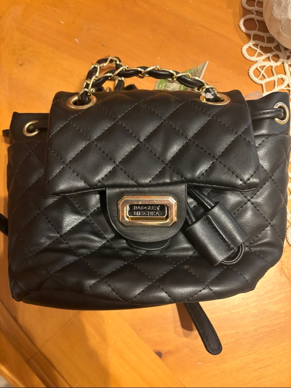 Badgley Mischka Black Quilted Mini Chain-Handle Crossbody